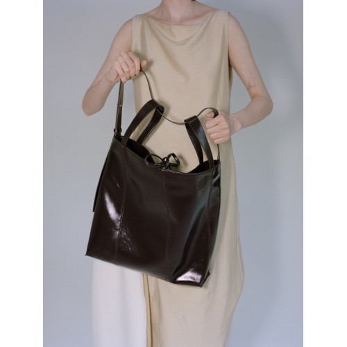 dark brown leather purse